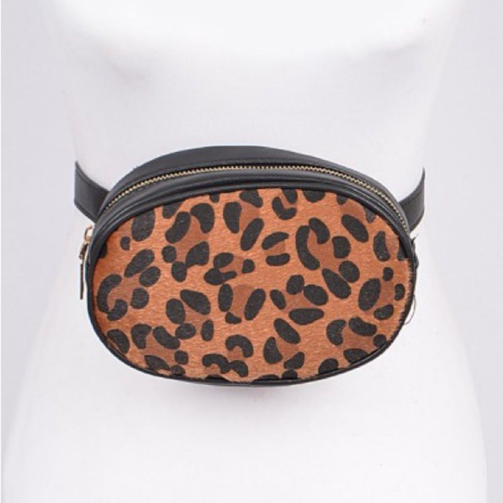Belt Bag/ Fanny- Fuzzy Faux Leopard Fur